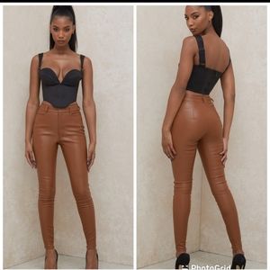 NWT House of CB Cora Tan Vegan Leather Stretch Pants
